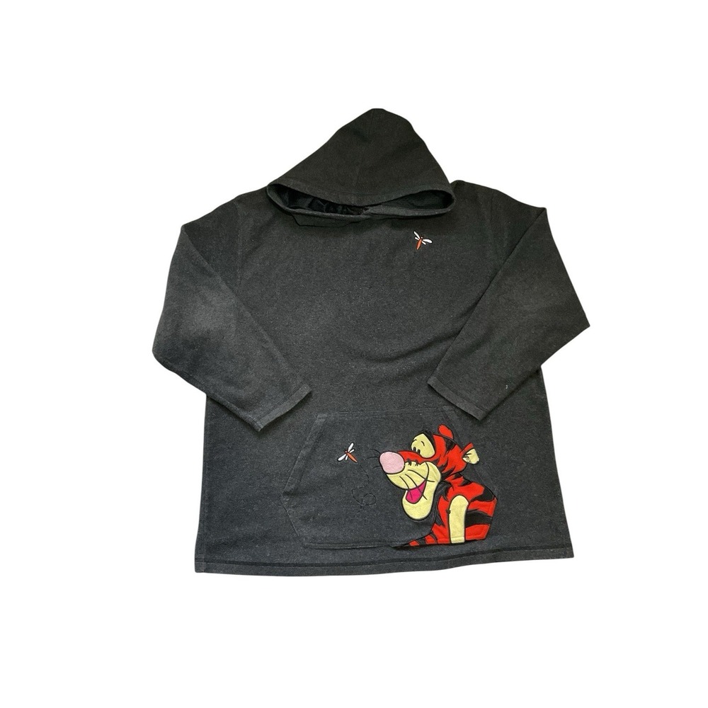 Vintage Disney Tigger Gray Fleece Pullover Hoodie w/ Pockets Women's 2X